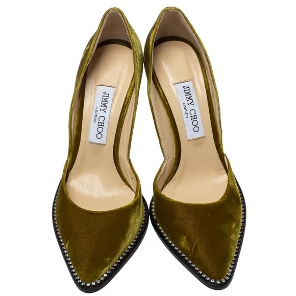 Jimmy Choo Green Velvet Babette Pointed Toe Pumps Size 39 - Picture 4 of 4